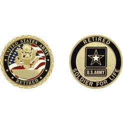 Promo 🛒 Challenge Coin Us Army Soldier For Life Retired Coin ⭐