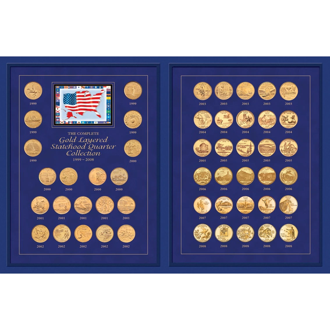 Budget ⭐ American Coin Treasures Gold Layered Statehood Quarter Collection 1999-2008 ❤️ 3 Budget ⭐ American Coin Treasures Gold Layered Statehood Quarter Collection 1999-2008 ❤️