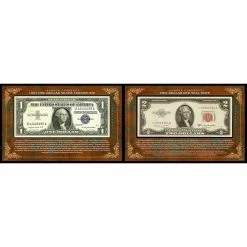 Wholesale 🥰 American Coin Treasures Scarce Currency $1 Silver Certificate, $2 Red Seal Note ❤️