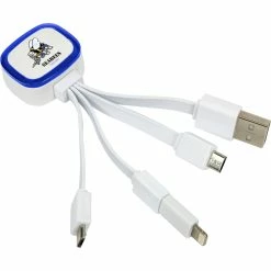 Best Pirce 🔥 QuikVolt Navy Seabees Tri Charge Cable With Lightning Adapter ⭐