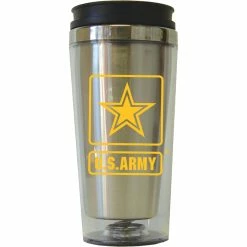 Best Pirce 🤩 Other Brands 16 Oz. Army Logo Translucent Acrylic Outer Stainless Steel Tumbler And Slide Lid ⭐