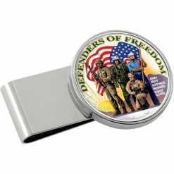 Best Pirce 😀 American Coin Treasures Defenders Freedom JFK Half Dollar Silvertone Money Clip ✨