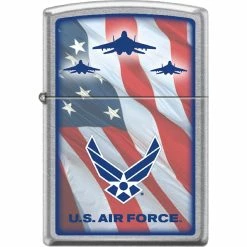New 🎉 Zippo U.S. Air Force Lighter With American Flag Background 🔔
