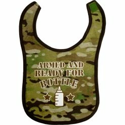 Hot Sale 🎉 Trooper Clothing Infant Boys Multicam Armed And Ready For Bottle Cotton Bib 👍