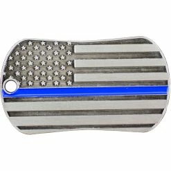 Best Pirce โ Shields Of Strength Thin Blue Line Antique Finish ๐ Dog Tag Necklace Matthew 5:9 ๐