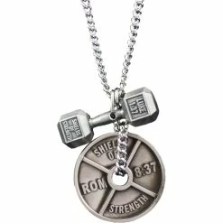 Budget ❤️ Shields Of Strength Men's Antique Finish Combo Necklace - Luke 1:37/Romans 8:37 😀