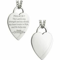 Best Sale ❤️ Shields Of Strength 👩 Women's Stainless Thin Heart Necklace Psalm 28:7 🔔 -Cheap military Store unnamed file 839