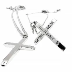 Promo ⭐ Shields Of Strength Men's Stainless Steel Tapered Cross Necklace - John 19:30 🤩