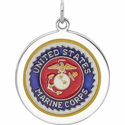 New ⌛ Other Brands Sterling Silver Rhodiumtone US Marine Corps Disc 😀