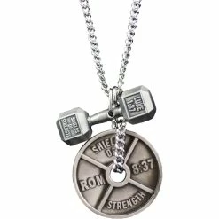 Wholesale ✨ Shields Of Strength 👩 Women's Antique Finish Combo Necklace, Phil 4:13/Luke 1:37 ⌛