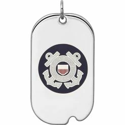 New 🔔 Other Brands Sterling Silver Rhodium Plated US Coast Guard 🦮 Dog Tag ⭐