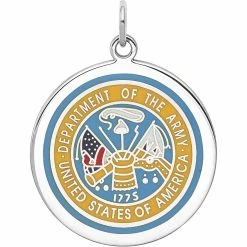 Best Pirce 😉 Other Brands Sterling Silver Rhodium Plated US Army Logo Disc 🔔