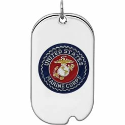 Deals 🎁 Other Brands Sterling Silver Rhodium Plated US Marine Corp 🦮 Dog Tag 🤩