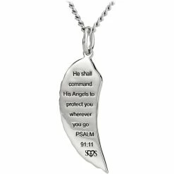 Budget 🎁 Shields Of Strength Stainless Steel Mini Angel Wing Psalm 91:11 Necklace 👏 -Cheap military Store unnamed file 917