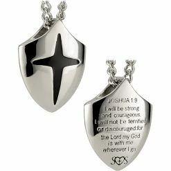 Buy ✨ Shields Of Strength Stainless Steel Shield Pendant Necklace Joshua 1:9 🔥 -Cheap military Store unnamed file 946