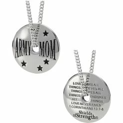 Outlet 😍 Shields Of Strength 👩 Women's Stainless Steel Army Mom Necklace, 1 Cor 13:7-8 😉 -Cheap military Store unnamed file 962