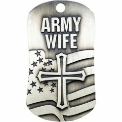 Wholesale ⌛ Shields Of Strength Army Wife Antique Finish 🐕 Dog Tag Necklace, 1 Corinthians 13:7-8 😀