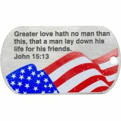 Best Sale ๐ Shields Of Strength John Flag Stainless Steel ๐ฆฎ Dog Tag Necklace, John 15:13 ๐