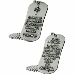 Coupon ๐คฉ Shields Of Strength II Timothy 1:7 Antique Finish ๐ Dog Tag Necklace โค๏ธ